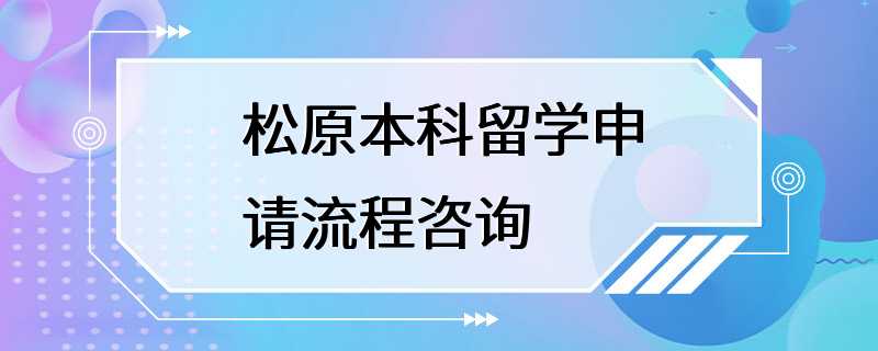 松原本科留学申请流程咨询