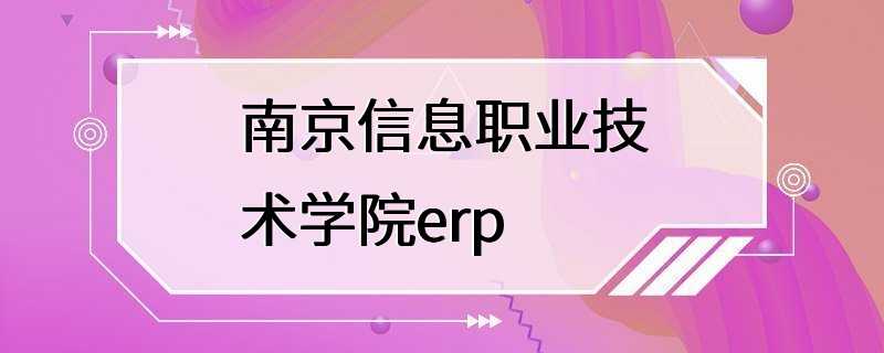 南京信息职业技术学院erp