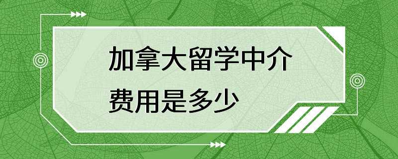 加拿大留学中介费用是多少