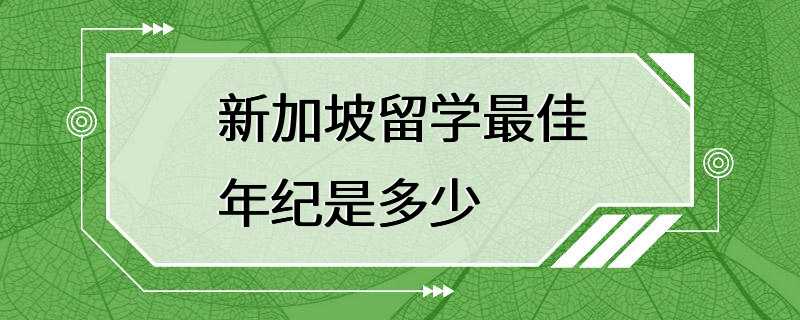 新加坡留学最佳年纪是多少