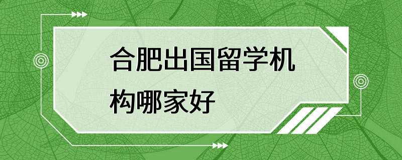 合肥出国留学机构哪家好