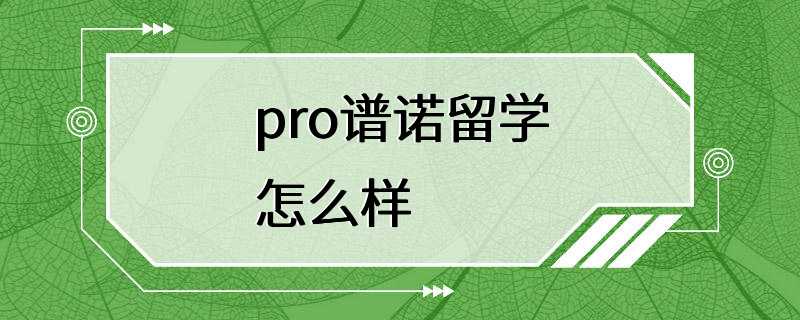 pro谱诺留学怎么样