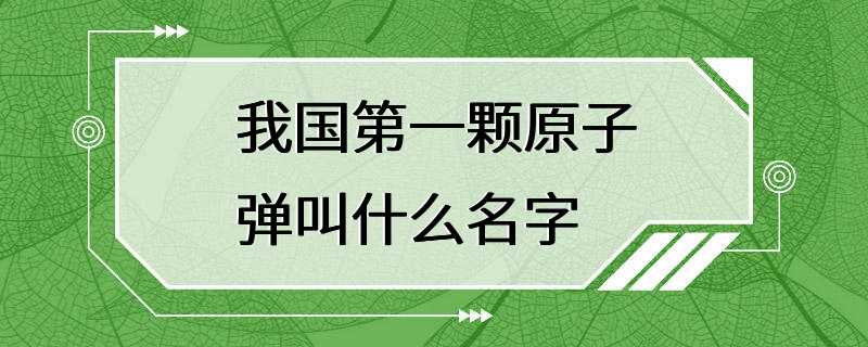 我国第一颗原子弹叫什么名字