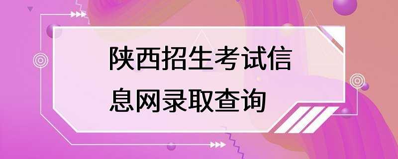 陕西招生考试信息网录取查询