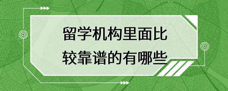 留学机构里面比较靠谱的有哪些