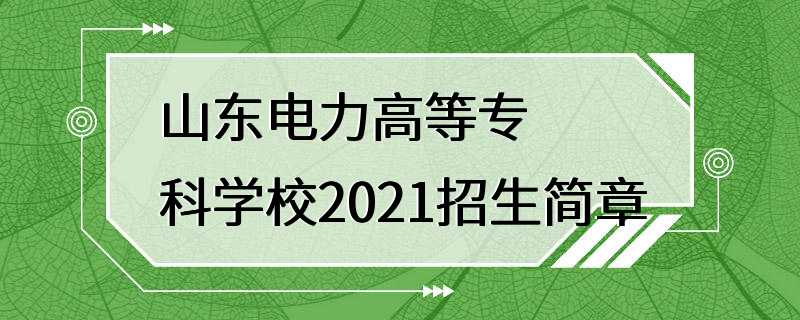 山东电力高等专科学校2021招生简章