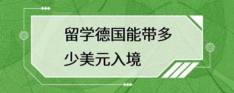 留学德国能带多少美元入境