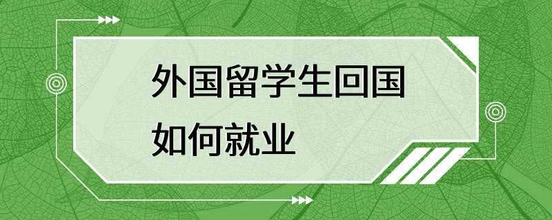 外国留学生回国如何就业