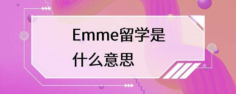 Emme留学是什么意思