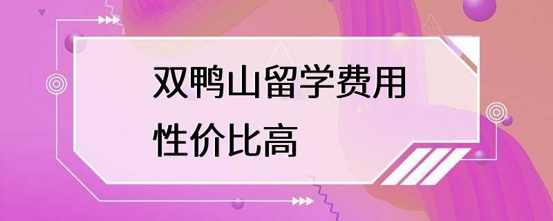 双鸭山留学费用性价比高