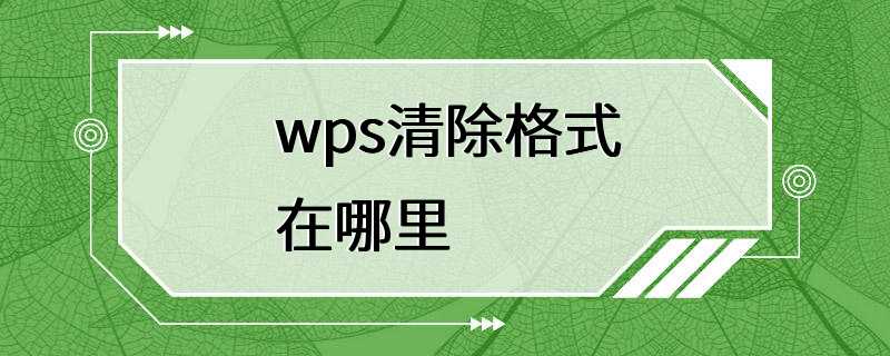 wps清除格式在哪里