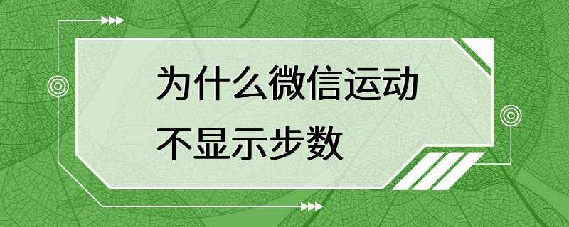 为什么微信运动不显示步数