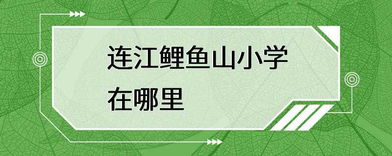 连江鲤鱼山小学在哪里