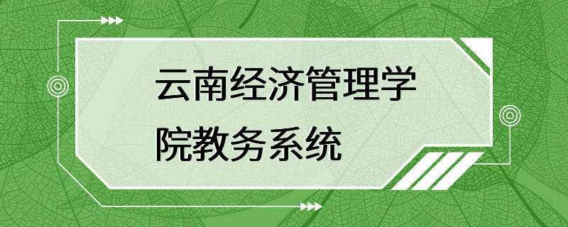 云南经济管理学院教务系统