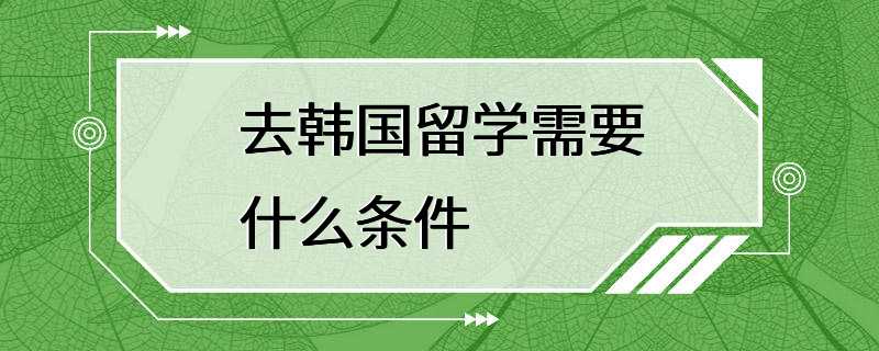 去韩国留学需要什么条件