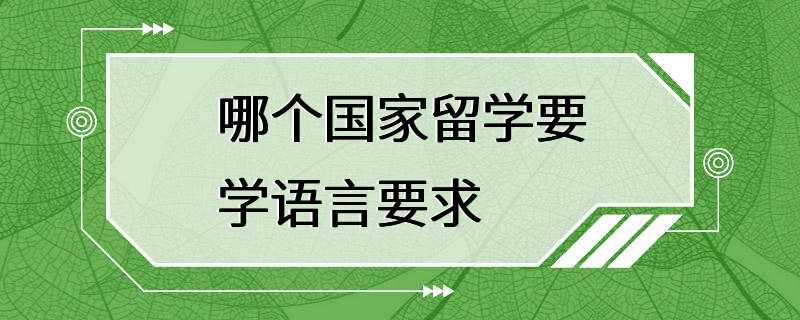 哪个国家留学要学语言要求