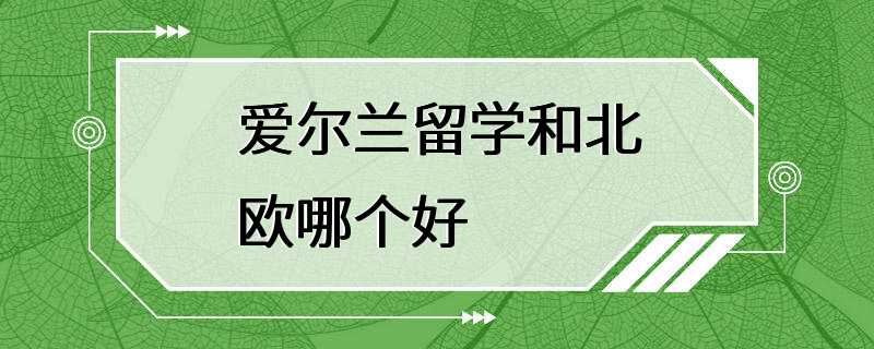 爱尔兰留学和北欧哪个好