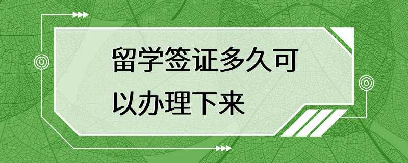 留学签证多久可以办理下来