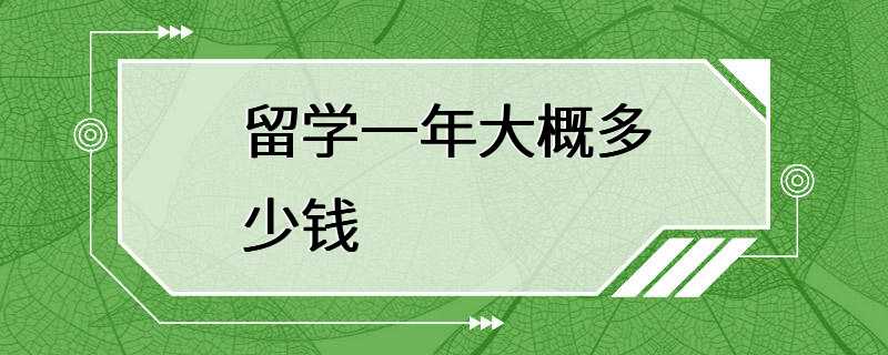 留学一年大概多少钱