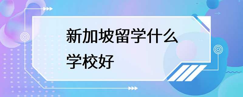 新加坡留学什么学校好