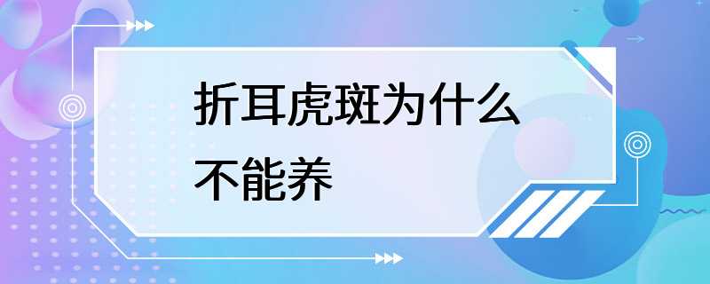 折耳虎斑为什么不能养