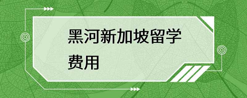 黑河新加坡留学费用