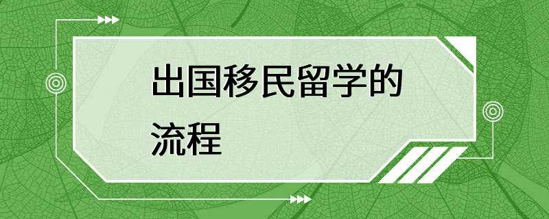 出国移民留学的流程