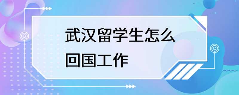 武汉留学生怎么回国工作