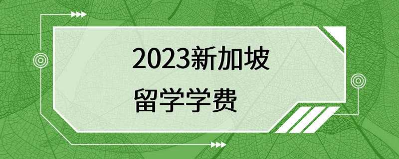 2023新加坡留学学费