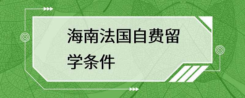 海南法国自费留学条件