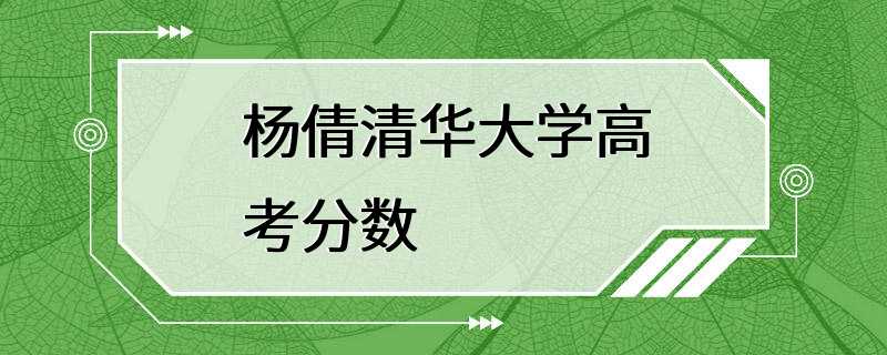 杨倩清华大学高考分数