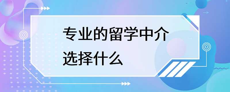 专业的留学中介选择什么