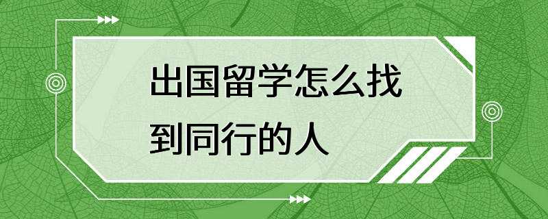 出国留学怎么找到同行的人