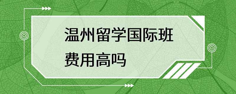 温州留学国际班费用高吗