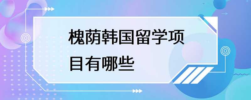 槐荫韩国留学项目有哪些