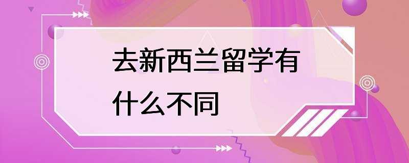 去新西兰留学有什么不同