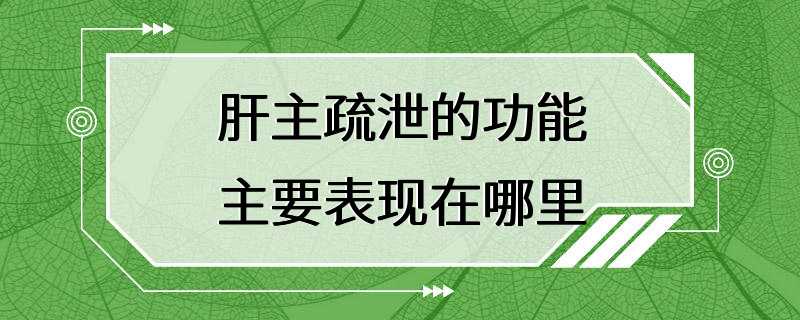 肝主疏泄的功能主要表现在哪里