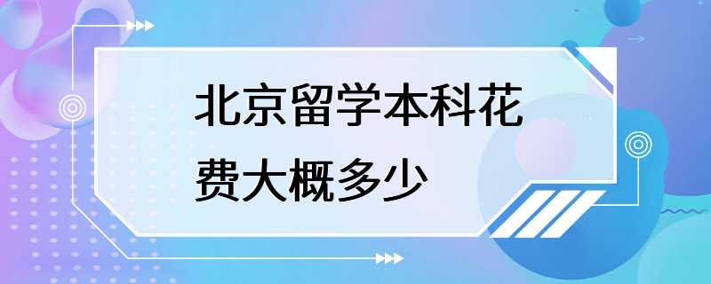 北京留学本科花费大概多少