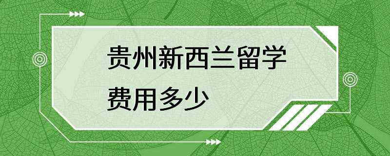 贵州新西兰留学费用多少