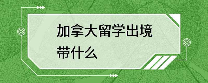 加拿大留学出境带什么