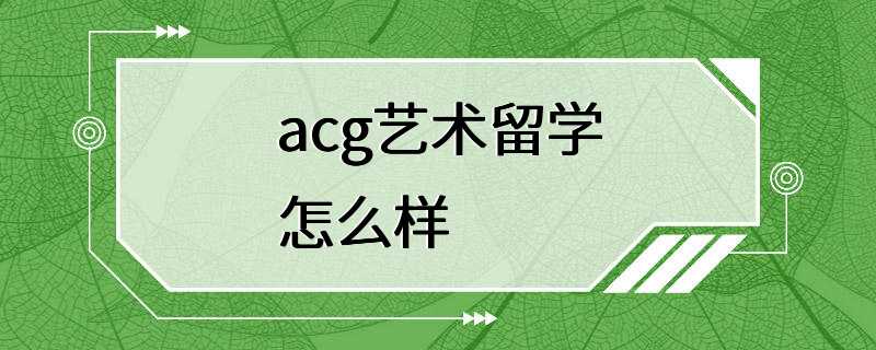 acg艺术留学怎么样