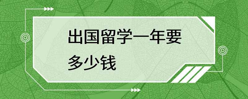 出国留学一年要多少钱