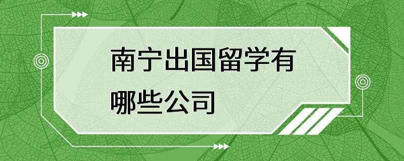 南宁出国留学有哪些公司