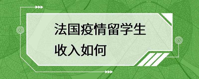 法国疫情留学生收入如何