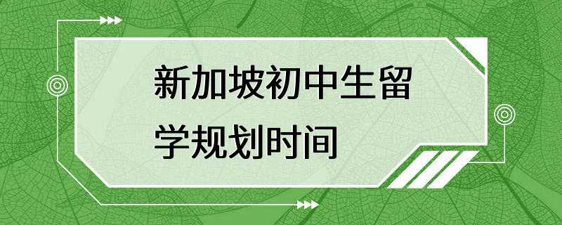 新加坡初中生留学规划时间