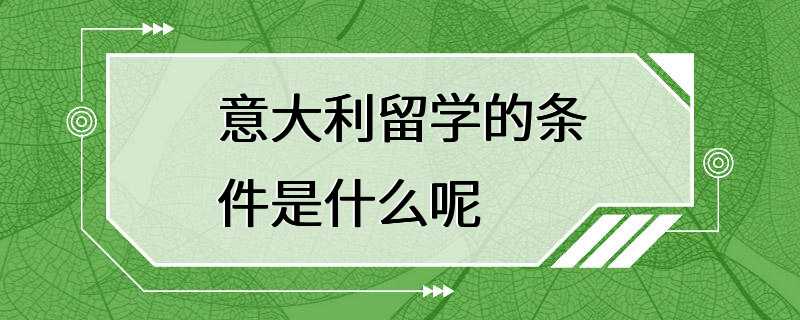 意大利留学的条件是什么呢