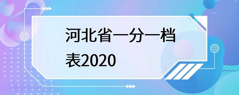 河北省一分一档表2020