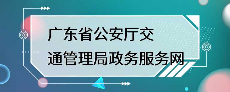 广东省公安厅交通管理局政务服务网