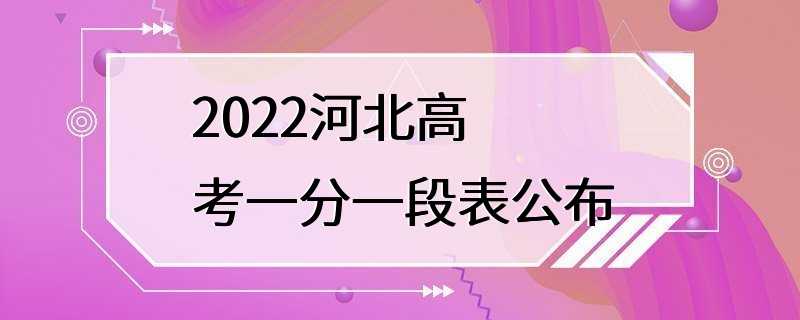 2022河北高考一分一段表公布