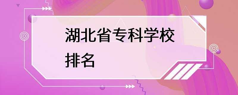 湖北省专科学校排名